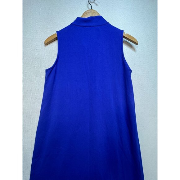 Duffield Lane Women's Button Up Shirt Dress Sleeveless Size S Blue Solid Stretch - Picture 8 of 8